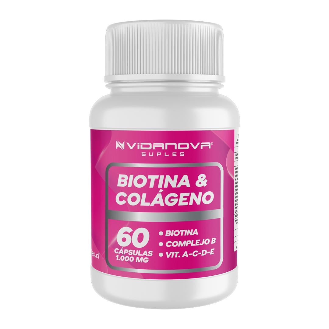 Biotina & Colágeno – 1000 mg | 60 Cápsulas | Cabello, Piel y Uñas