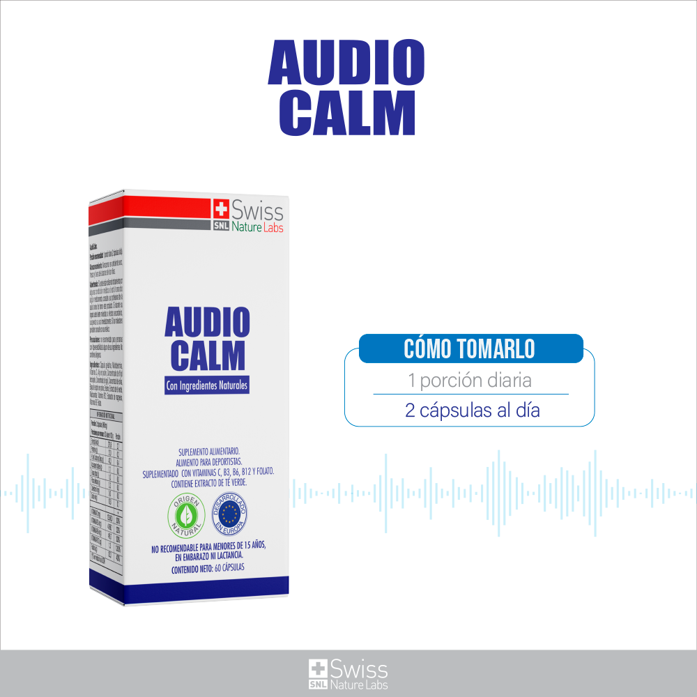 Audio Calm – Concentración y Bienestar Mental | Vitaminas B + Té Verde | 60 Cápsulas