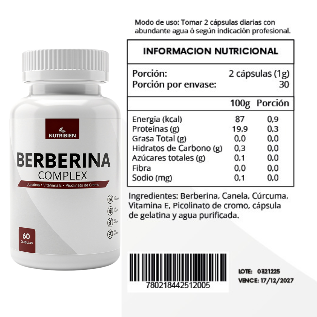 Berberina Complex x2 – 120 Cápsulas | Control Metabólico y Bienestar Integral