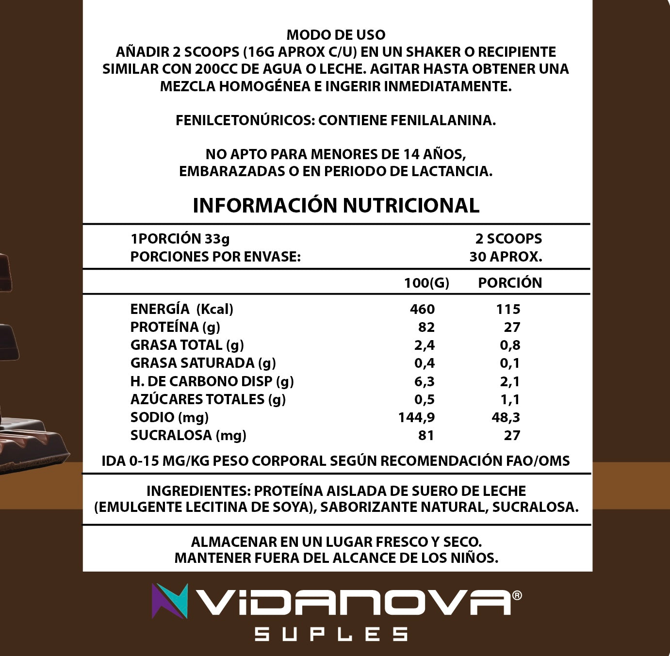 Whey Protein Isolate Chocolate 1 kg – Recuperación, Fuerza y Desarrollo Muscular Premium