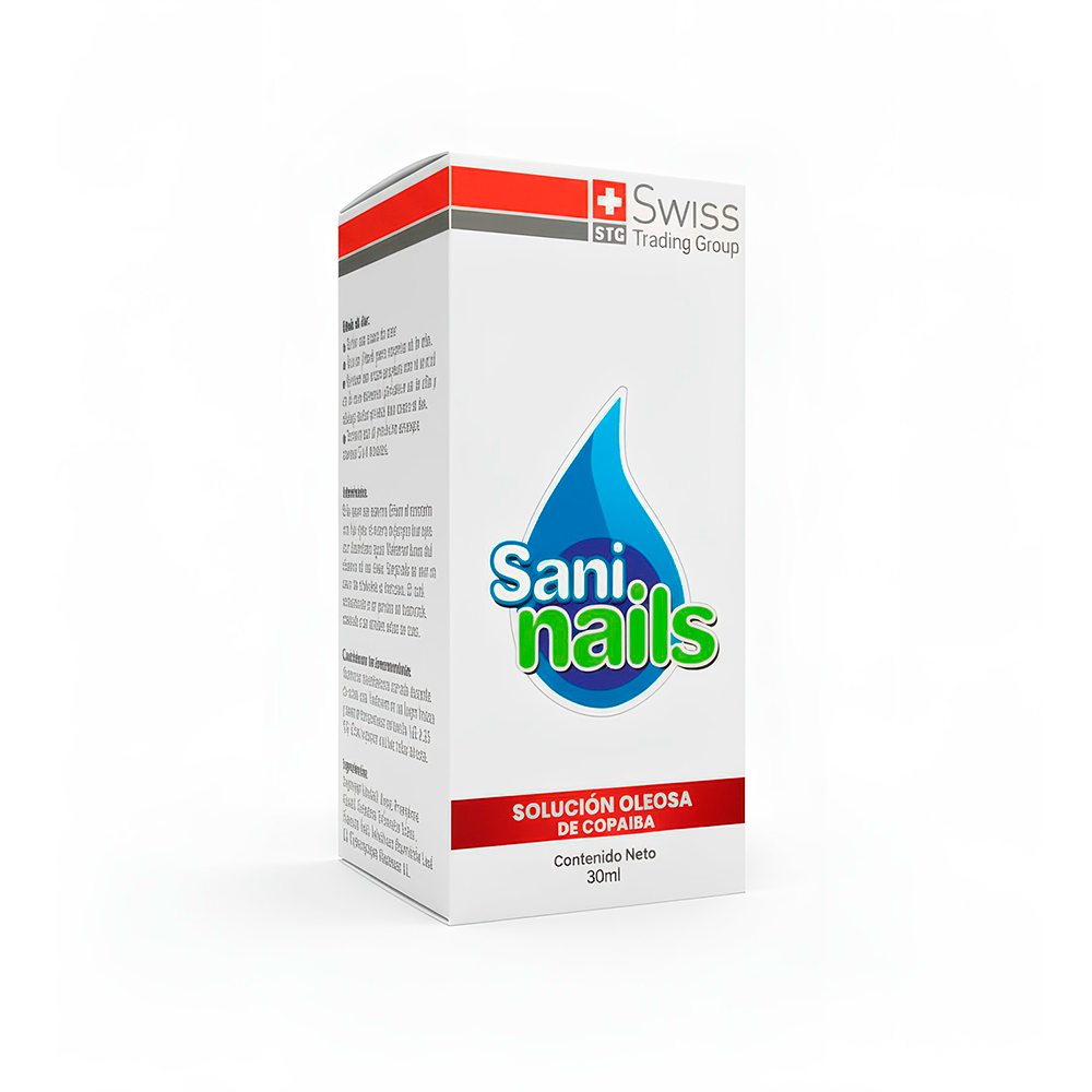 Sani Nails solución oleosa de copaiba 30ml. Tratamiento ideal para fortalecer uñas débiles, hidratar cutículas y mejorar la apariencia de tus manos de forma natural.