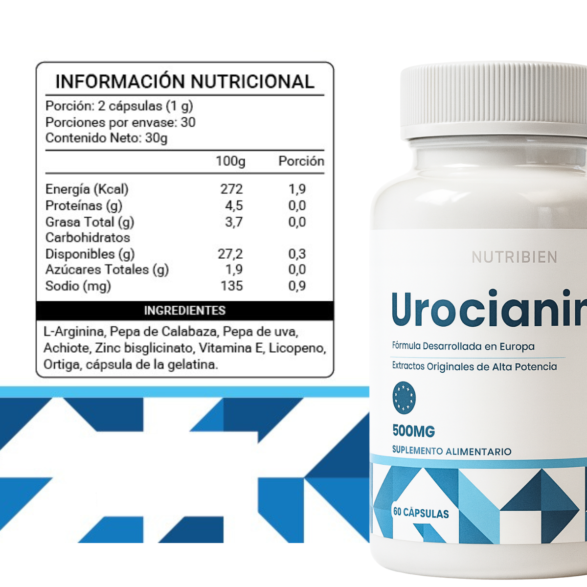 Urocianina 500 mg 60 Cápsulas – Energía Celular, Vitalidad y Bienestar Integral