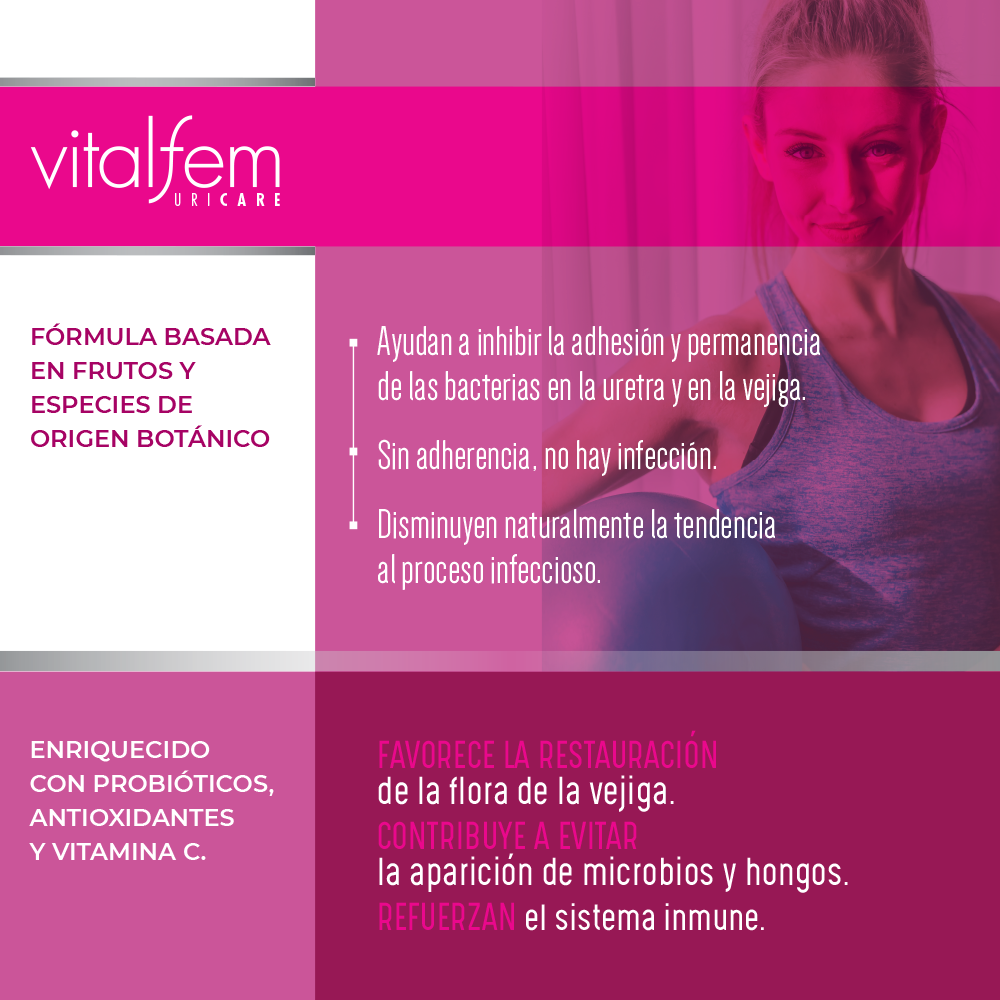 VitalFem Uricare – Bienestar Femenino y Urinario | 60 Cápsulas | Con Vitamina C