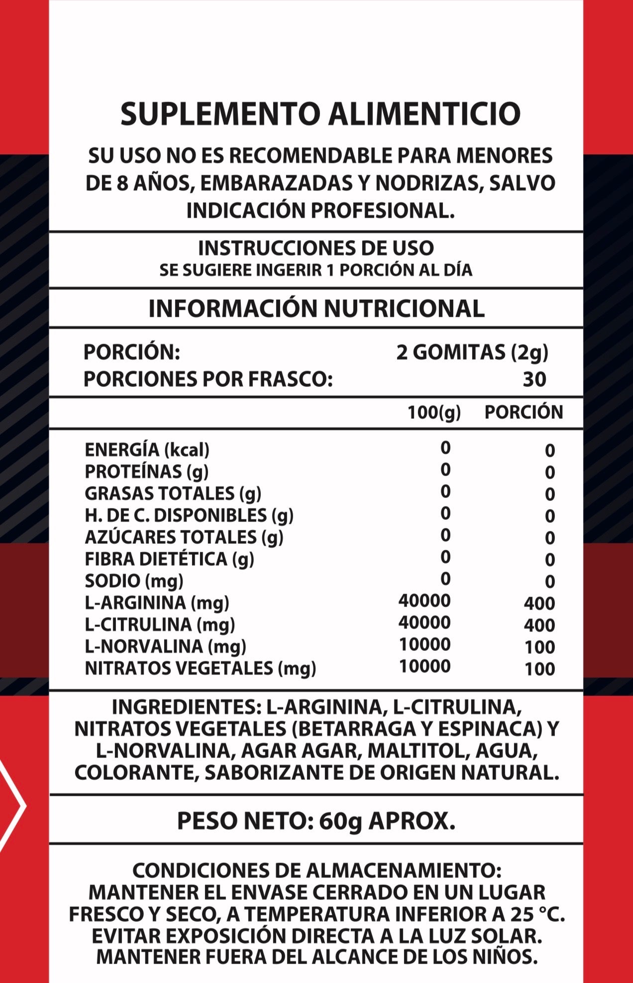 Óxido Nítrico – 1000 mg | 60 Cápsulas | Rendimiento y Energía