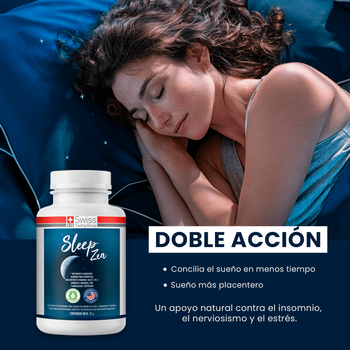 Sleep Zen – Descanso y Relajación Nocturna | Magnesio + Triptófano | 60 Cápsulas