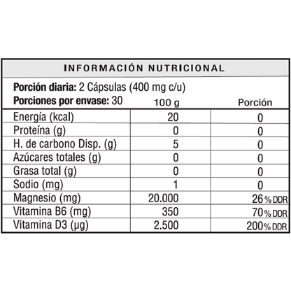 MagneCalm PRO – Magnesio Bisglicinato + B6 + D3 | 60 Cápsulas | Relajación y Descanso