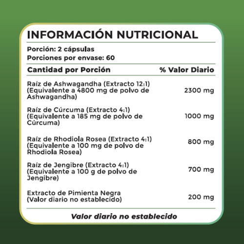 Ashwagandha 12:1 Alta Potencia + Black Pepper | Equilibrio, Calma y Vitalidad