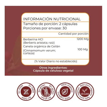 Berberina 1200 mg + Canela de Ceilán | Equilibrio Metabólico Premium