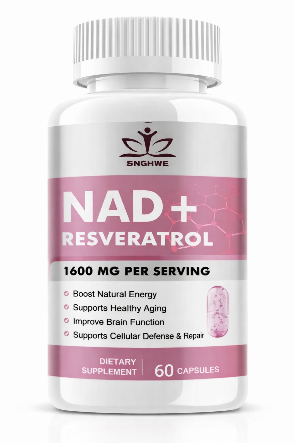NAD+ Resveratrol 1600 mg – Energía Celular y Longevidad Avanzada en Cápsulas