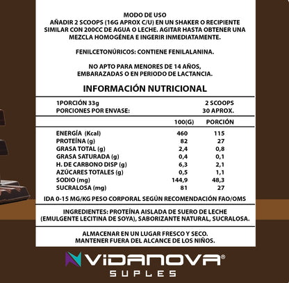 Whey Protein Isolate Chocolate 1 kg – Recuperación, Fuerza y Desarrollo Muscular Premium
