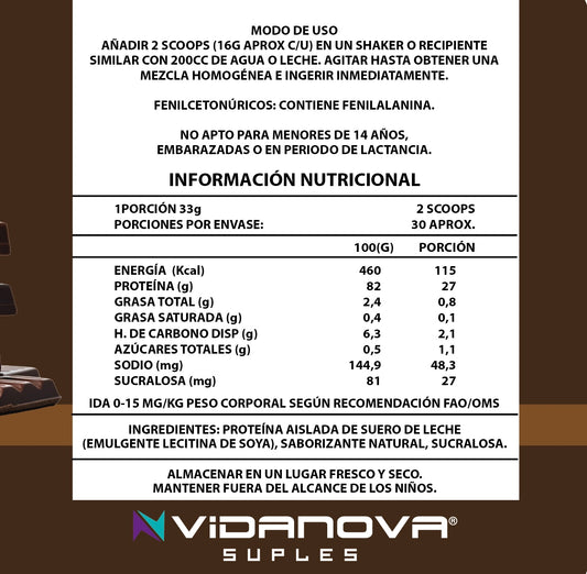 Whey Protein Isolate Chocolate 1 kg – Recuperación, Fuerza y Desarrollo Muscular Premium