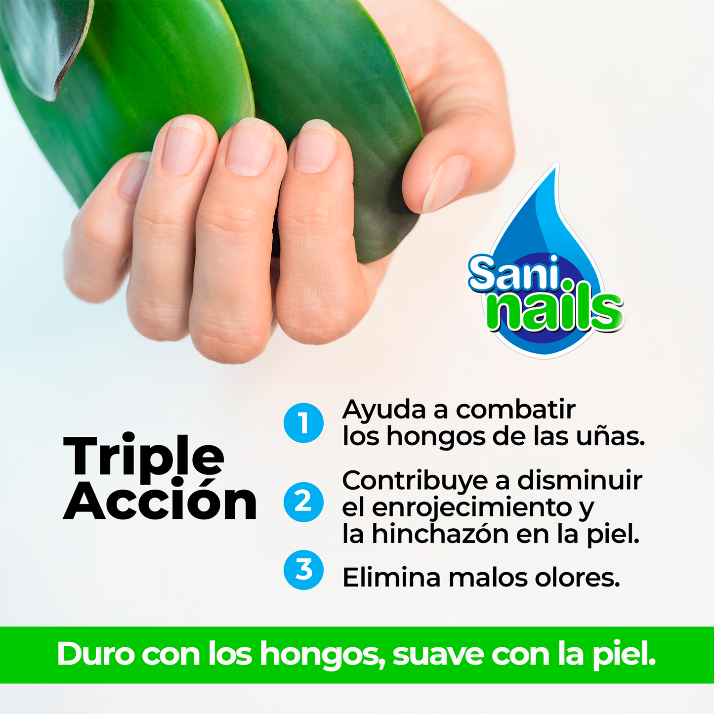 Sani Nails solución oleosa de copaiba 30ml. Tratamiento ideal para fortalecer uñas débiles, hidratar cutículas y mejorar la apariencia de tus manos de forma natural.