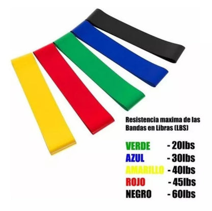 Bandas Elásticas de Resistencia Set x5 – Bandas Fitness para Entrenamiento y Ejercicio