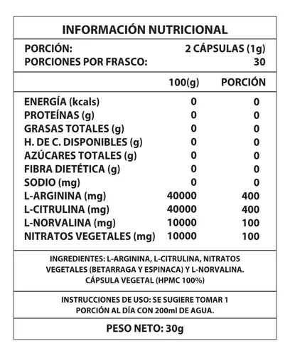 Óxido Nítrico Gomitas Rendimiento 1000mg
