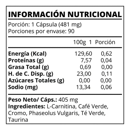 Lipodrol Quemador de Grasa Natural 405 mg | Control de Peso y Energía | 90 Cápsulas