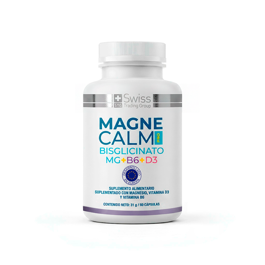 MagneCalm PRO – Magnesio Bisglicinato + B6 + D3 | 60 Cápsulas | Relajación y Descanso