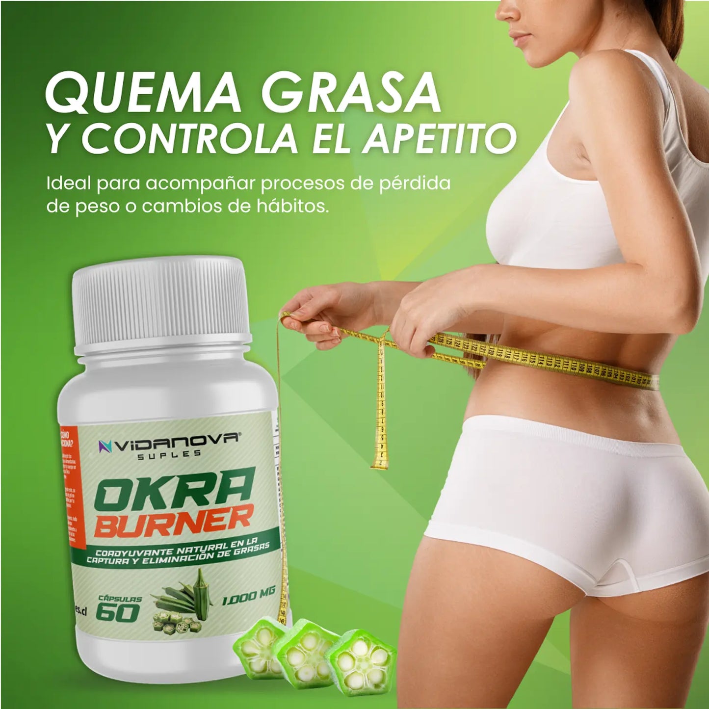 Okra Burner 1000 mg – Apoyo Natural para el Control de Peso y Eliminación de Grasas